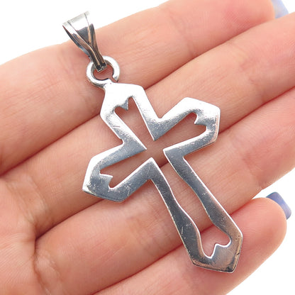 925 Sterling Silver Vintage Cross Oxidized Charm Pendant
