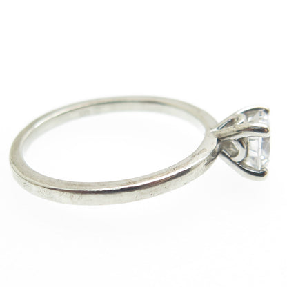 925 Sterling Silver Vintage Round-Cut C Z Engagement Ring Size 7.25