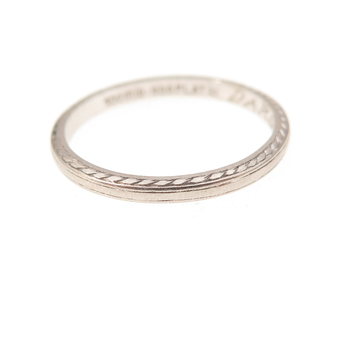 Platinum Antique Art Deco Stackable Engraved Wedding Band Ring Size 5.25
