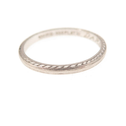 Platinum Antique Art Deco Stackable Engraved Wedding Band Ring Size 5.25
