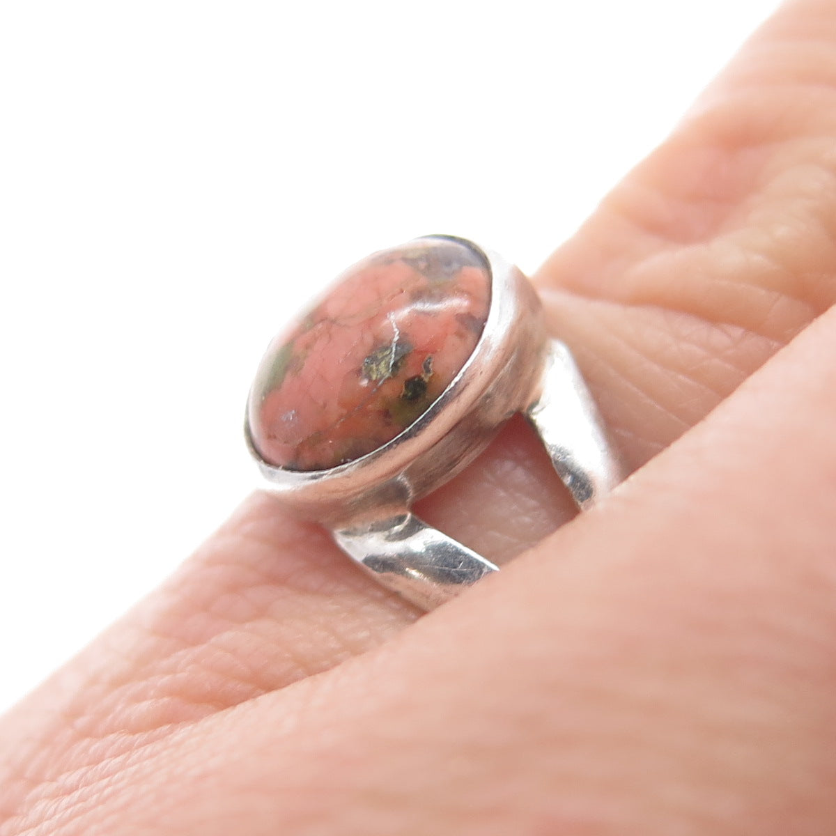 Old Pawn 925 Sterling Silver Vintage Southwestern Unakite Tribal Ring Size 5.25