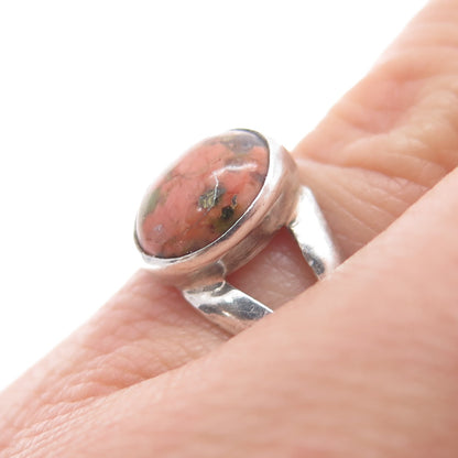 Old Pawn 925 Sterling Silver Vintage Southwestern Unakite Tribal Ring Size 5.25
