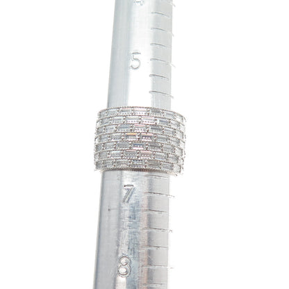 DSMK 925 Sterling Silver Baguette-Cut C Z Wide Band Ring Size 6.75
