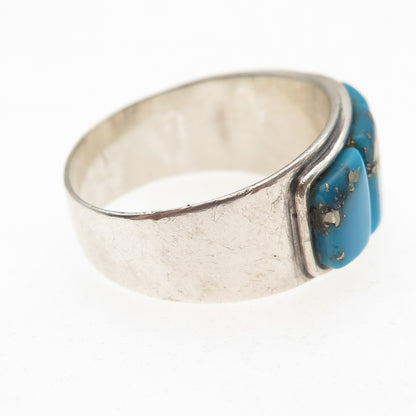 Harry Bert Navajo Old Pawn 925 Sterling Silver Vintage Turquoise Ring Size 11.75