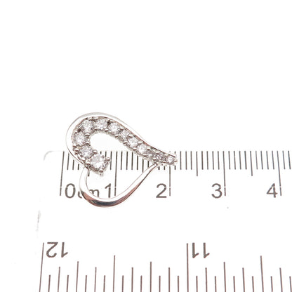 925 Sterling Silver Round-Cut C Z Heart Mini Slide Charm Pendant