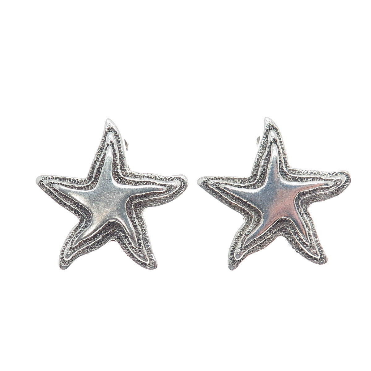 925 Sterling Silver Vintage Mexico Starfish Oxidized Earrings