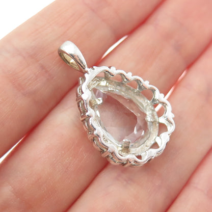 CLYDE DUNEIER CID 925 Sterling Silver Vintage Real White Topaz Charm Pendant