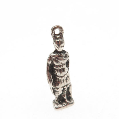 925 Sterling Silver Antique Art Deco Caesar Statue 3D Charm Pendant