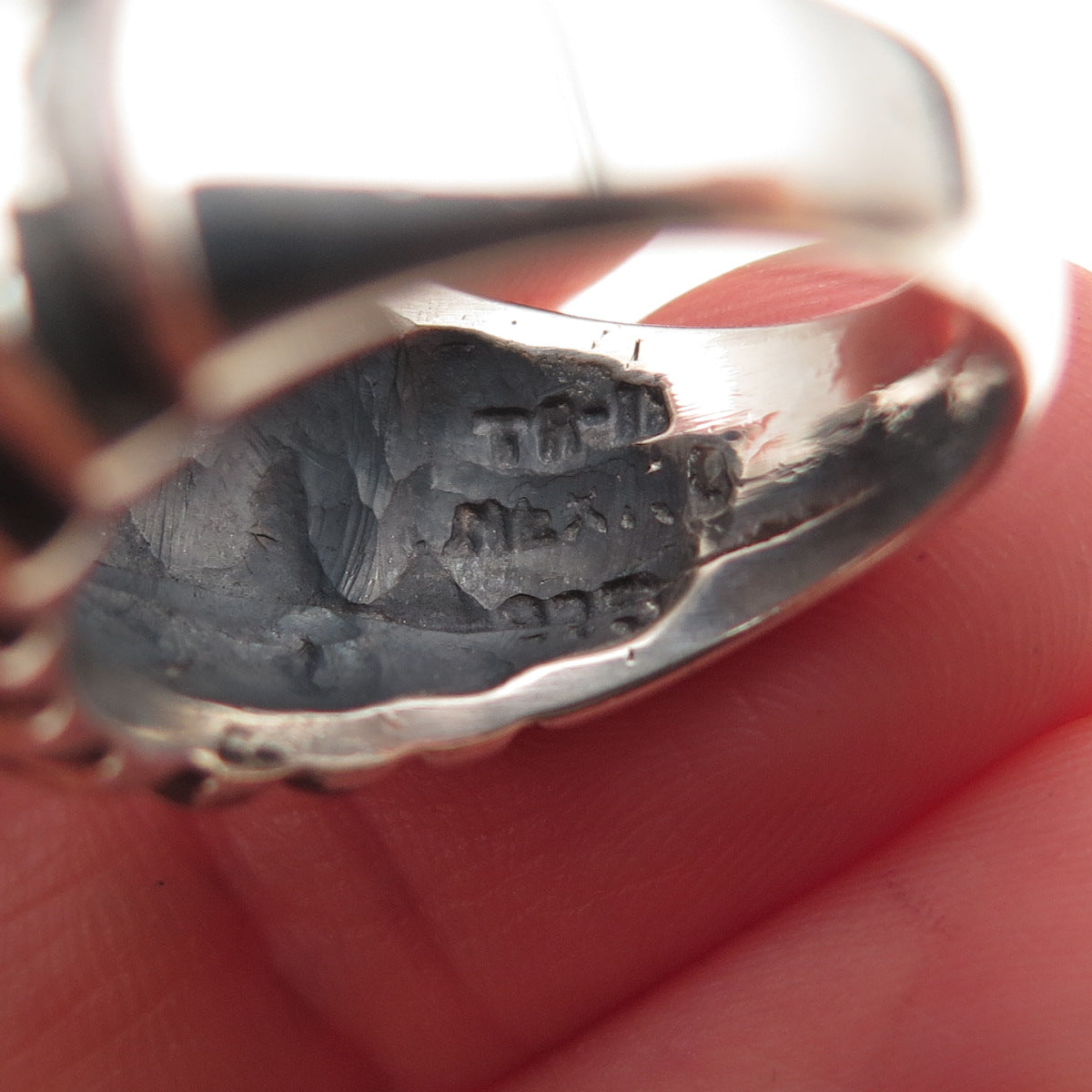 925 Sterling Silver Vintage Mexico Modernist Oxidized Dome Ring Size 7.5