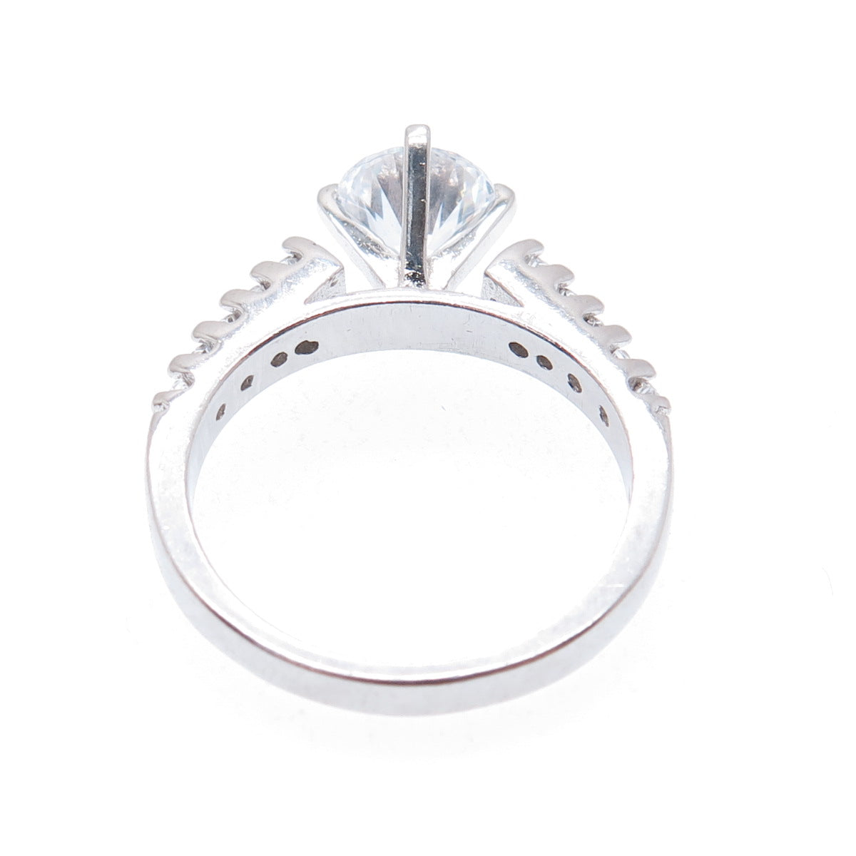 925 Sterling Silver Round-Cut C Z Engagement Ring Size 7