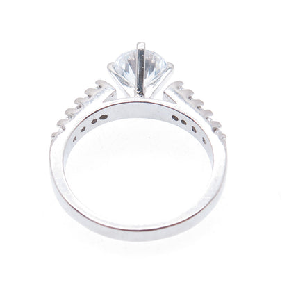 925 Sterling Silver Round-Cut C Z Engagement Ring Size 7