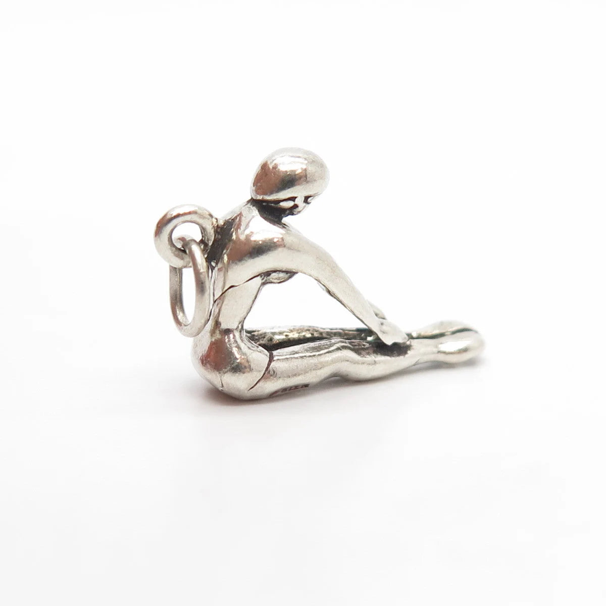 925 Sterling Silver Vintage Gymnast / Athlete Girl Charm Pendant