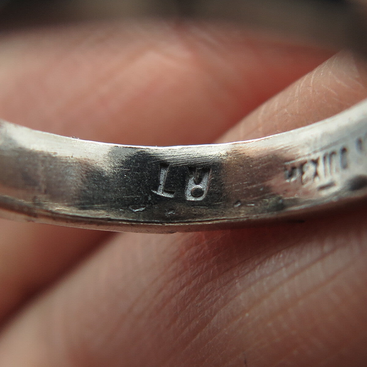 925 Sterling Silver Vintage Mexico Panel Link Oxidized Band Ring Size 6.25