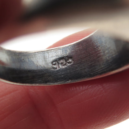 925 Sterling Silver 2-Tone Vintage Mexico Modernist Oxidized Ring Size 8