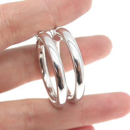 925 Sterling Silver Tube Hoop Earrings