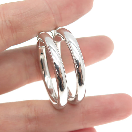 925 Sterling Silver Tube Hoop Earrings