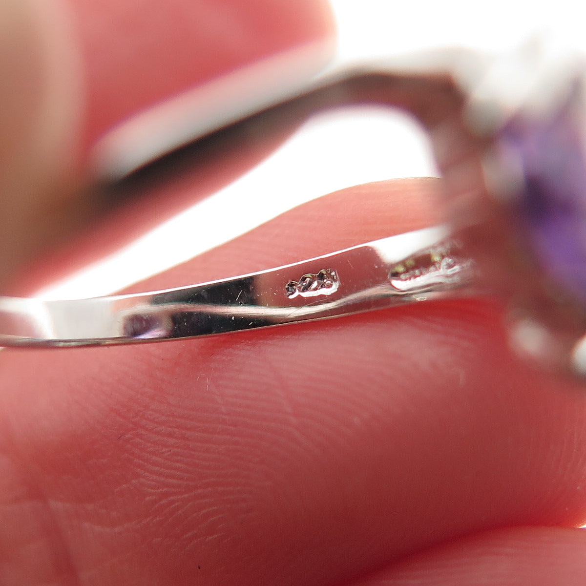 925 Sterling Silver Real Oval-Cut Amethyst Bypass Ring Size 5