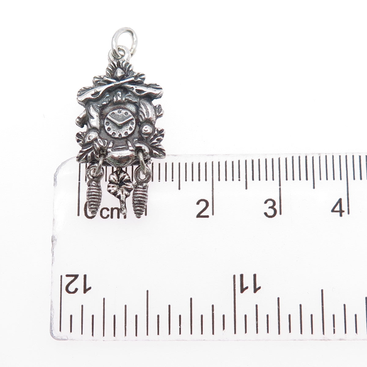Fritz Reu & Co. 800 Silver Vintage Cuckoo Clock Oxidized Charm Pendant
