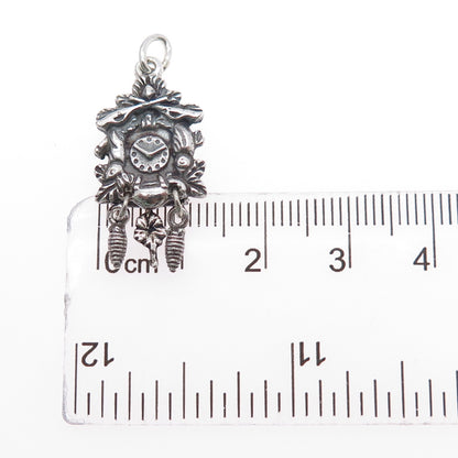 Fritz Reu & Co. 800 Silver Vintage Cuckoo Clock Oxidized Charm Pendant