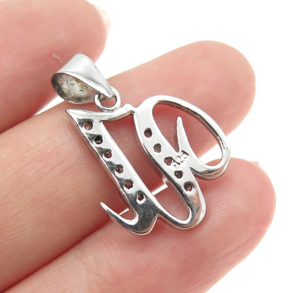 925 Sterling Silver Round-Cut C Z Letter "U" Initial Pendant