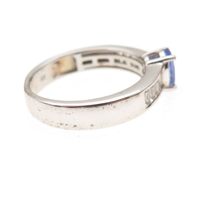 Chuck Clemency 925 Sterling Silver Real Tanzanite & White Topaz Ring Size 8