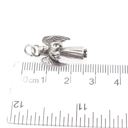 925 Sterling Silver Vintage Christmas Angel Oxidized 3D Charm Pendant