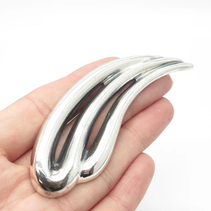 925 Sterling Silver Vintage Zina Ribbed Pin Brooch