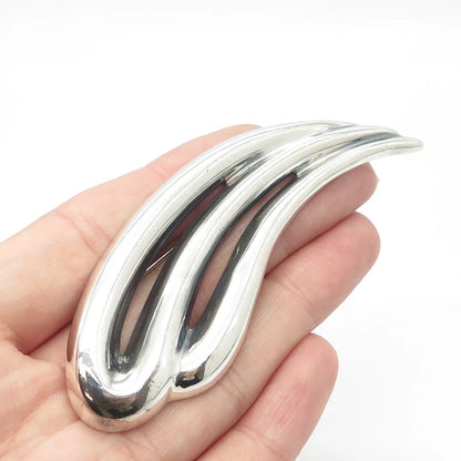 925 Sterling Silver Vintage Zina Ribbed Pin Brooch