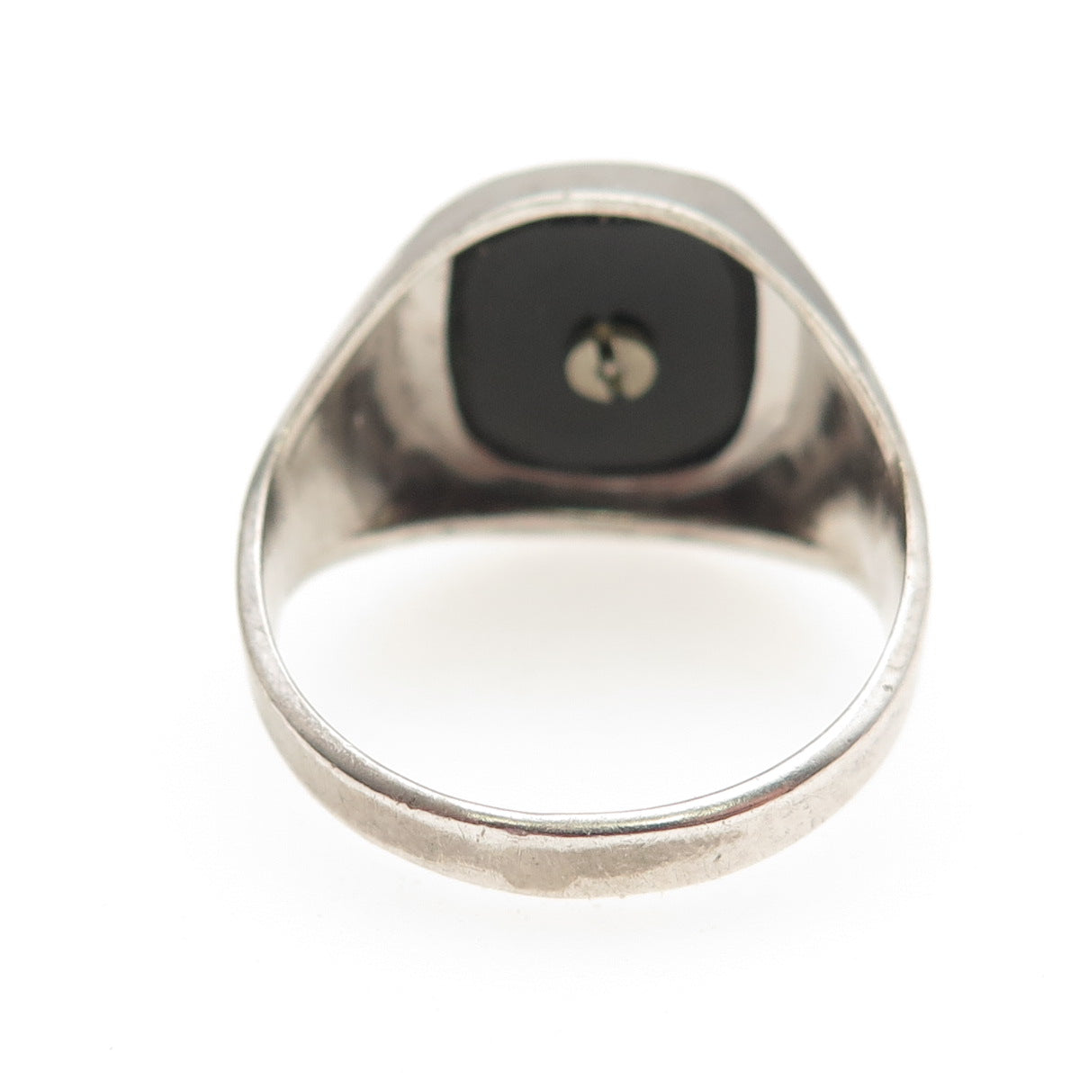 VARGAS Sterling Silver Antique Art Deco Real Black Onyx Letter E Ring Size 11