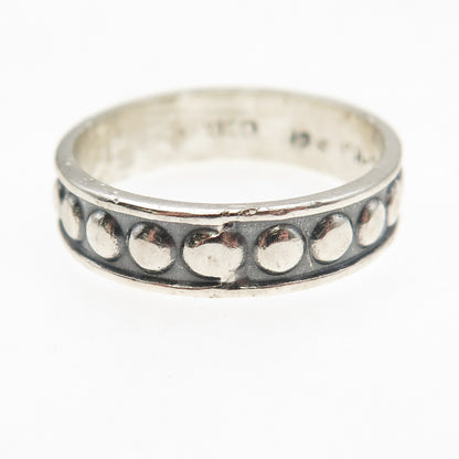 925 Sterling Silver Vintage Mexico Dotted Oxidized Band Ring Size 10.25