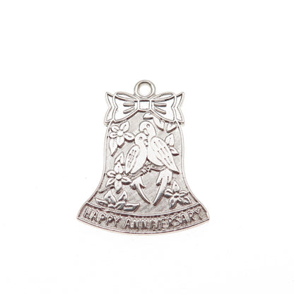 WELLS 925 Sterling Silver Vintage Happy Anniversary Mini Charm Pendant