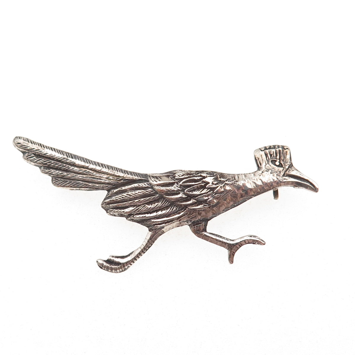 925 Sterling Silver Vintage Mexico Roadrunner Bird Oxidized Pin Brooch