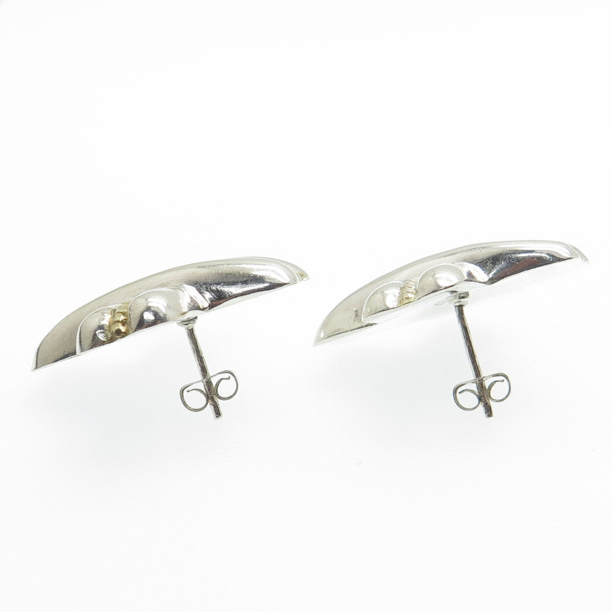 925 Sterling Silver 2-Tone Vintage "X" Modernist Earrings