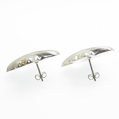925 Sterling Silver 2-Tone Vintage "X" Modernist Earrings