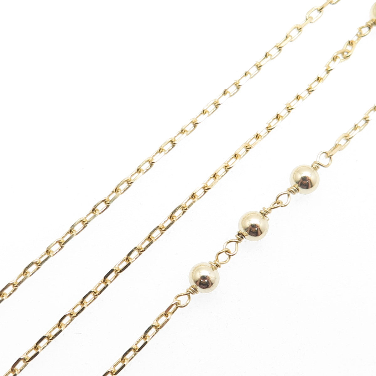 925 Sterling Silver Gold Plated Petal Beaded Belly Chain Necklace 20-22"