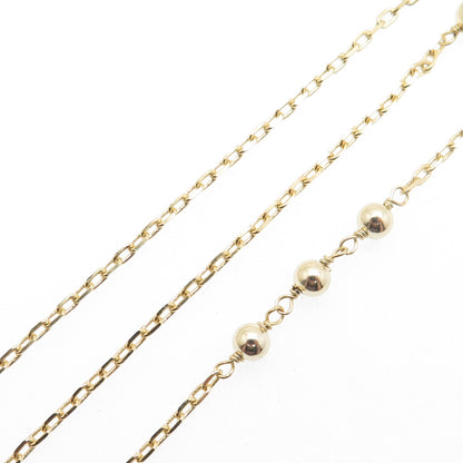 925 Sterling Silver Gold Plated Petal Beaded Belly Chain Necklace 20-22"