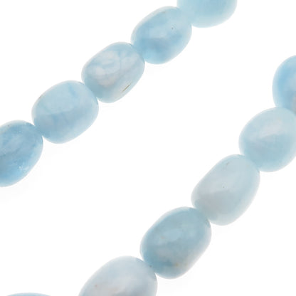 925 Sterling Silver Real Aquamarine Beaded Necklace 20"