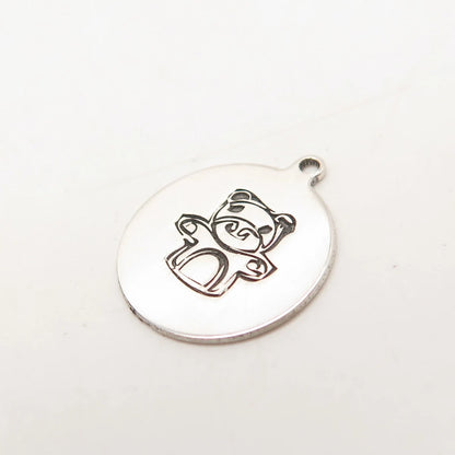 925 Sterling Silver USA Two In Town Bear Charm Pendant