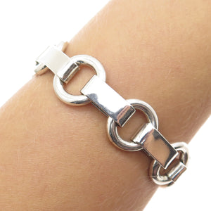 925 Sterling Silver Vintage Gate Rolo Link Bracelet 6.75"