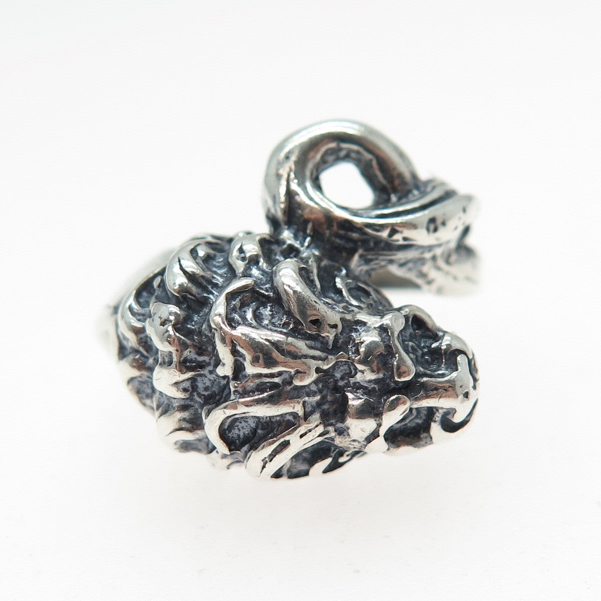 925 Sterling Silver Vintage Modernist Lion Oxidized Ring Size 6.5