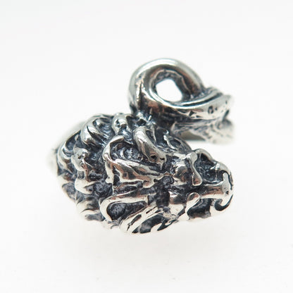 925 Sterling Silver Vintage Modernist Lion Oxidized Ring Size 6.5