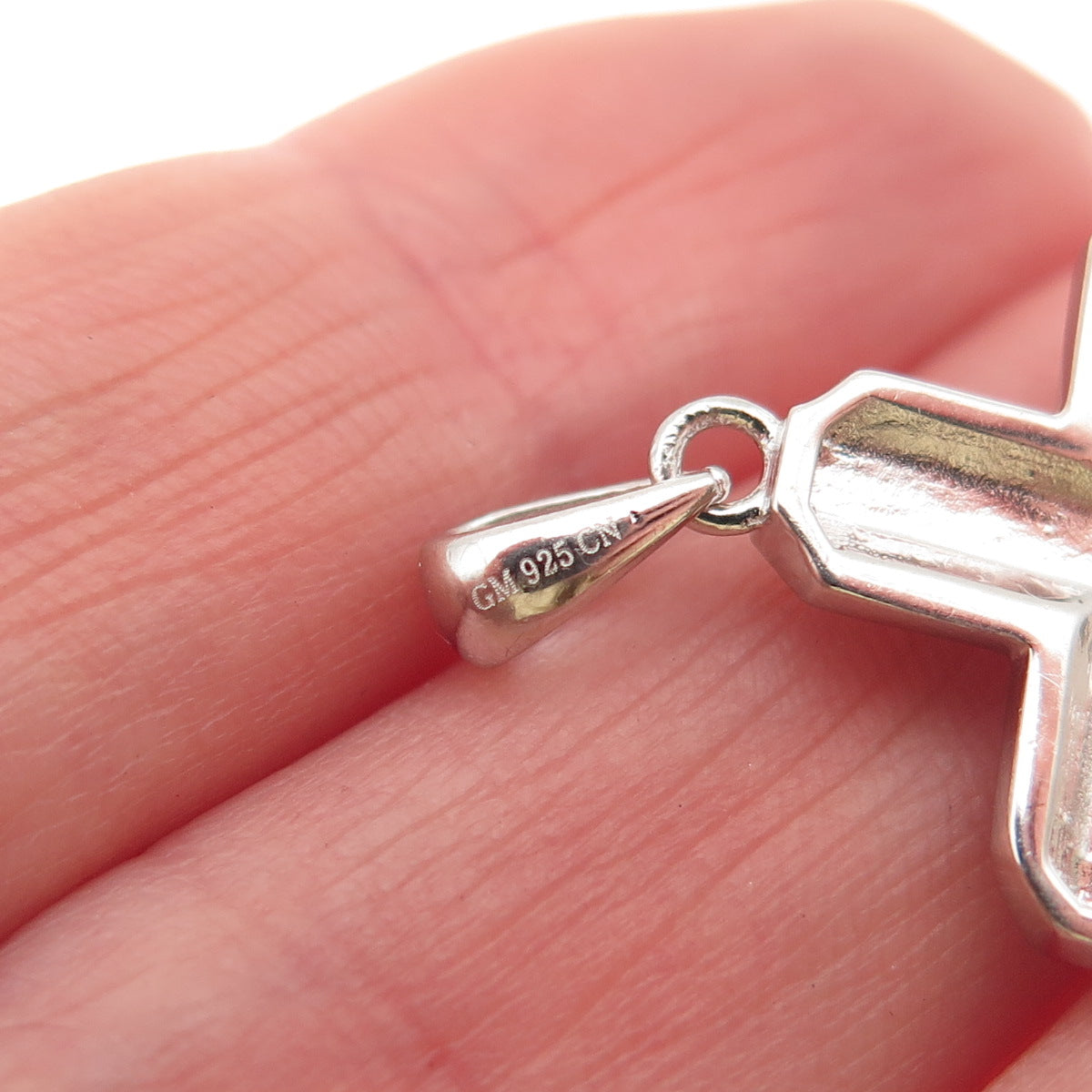 925 Sterling Silver Round-Cut C Z Sparkle Cross Charm Pendant