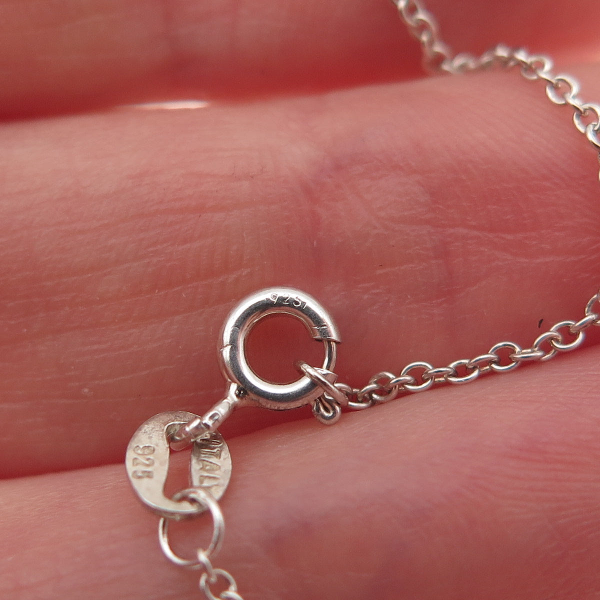 925 Sterling Silver Real Round-Cut Diamond Love Cable Chain Necklace 18"