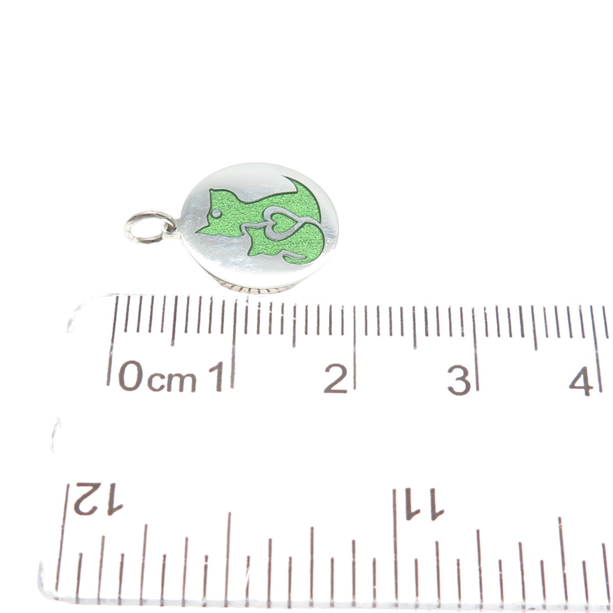 925 Sterling Silver Green Enamel Dog & Cat Friendship Minimalist Charm Pendant