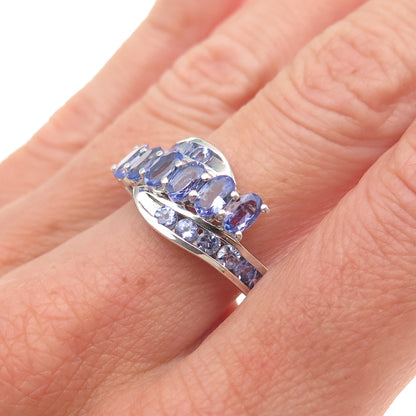Chuck Clemency 925 Sterling Silver Real Oval & Round-Cut Tanzanite Ring Size 8