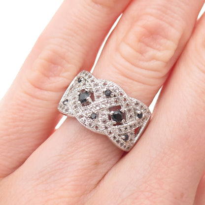 DBJ Dee Berkle 925 Sterling Silver Real Sapphire & White Topaz Ring Size 5