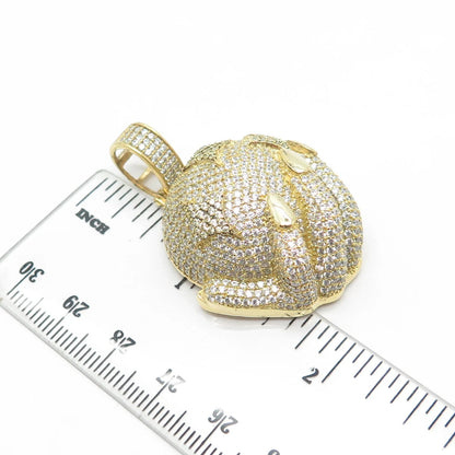 925 Sterling Silver Gold Plated C Z Globe & Flower In Hand Pendant