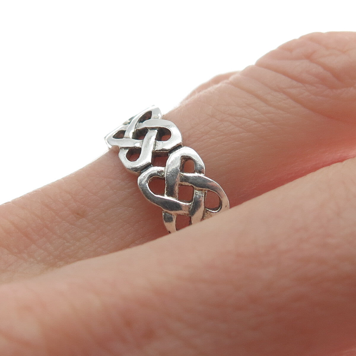 925 Sterling Silver Vintage Viking / Celtic Knot Band Ring Size 10
