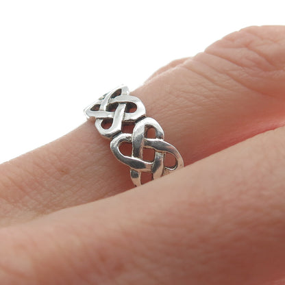 925 Sterling Silver Vintage Viking / Celtic Knot Band Ring Size 10