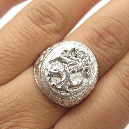 925 Sterling Silver Vintage Lion Adjustable Ring Size 7.75